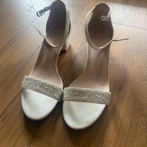 White Pearl Block Heels